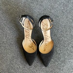 Sam Edelman Ankle Strap Black Suede Heels